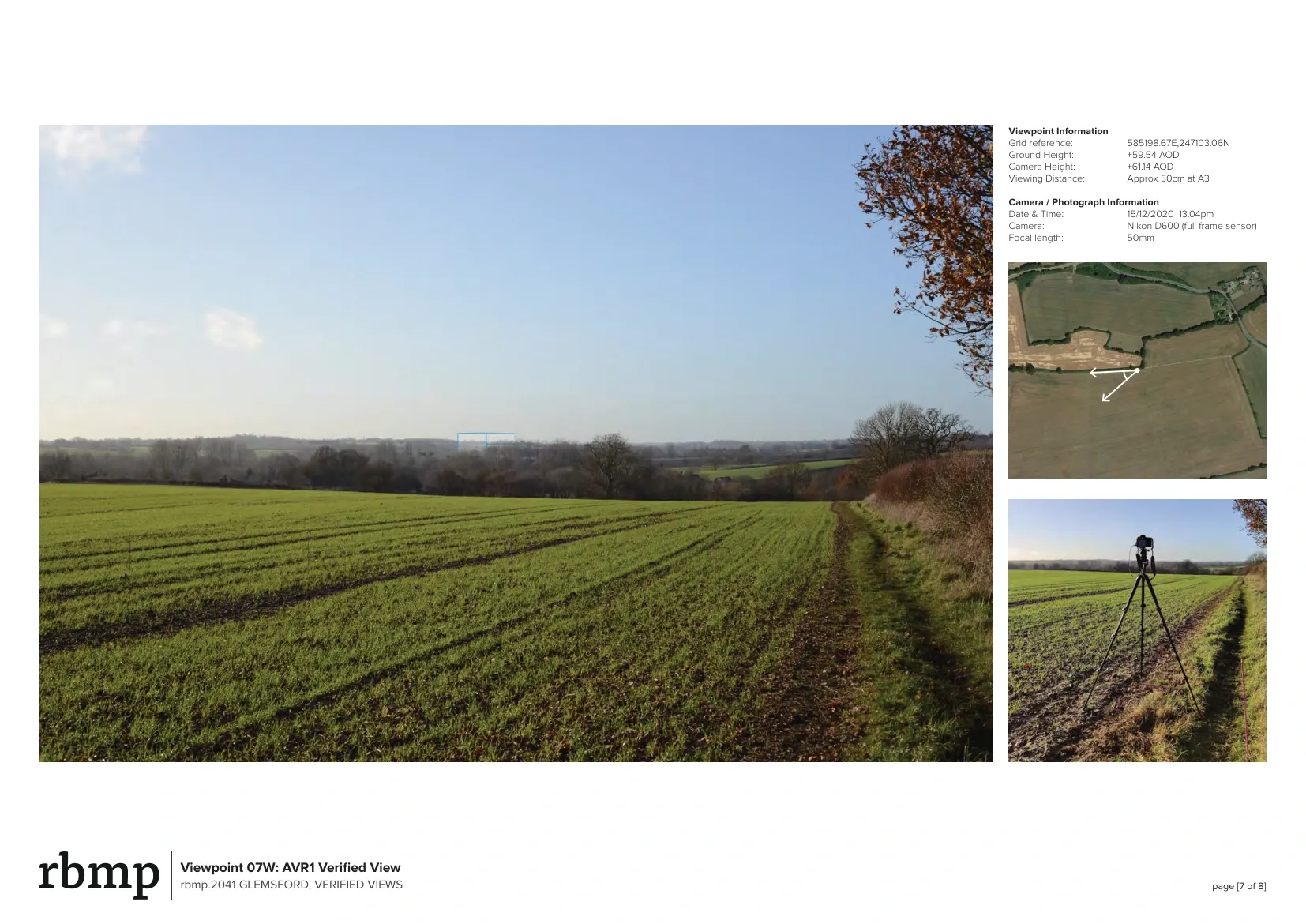 Glemsford verified view showing the proposed building outline within the landscape