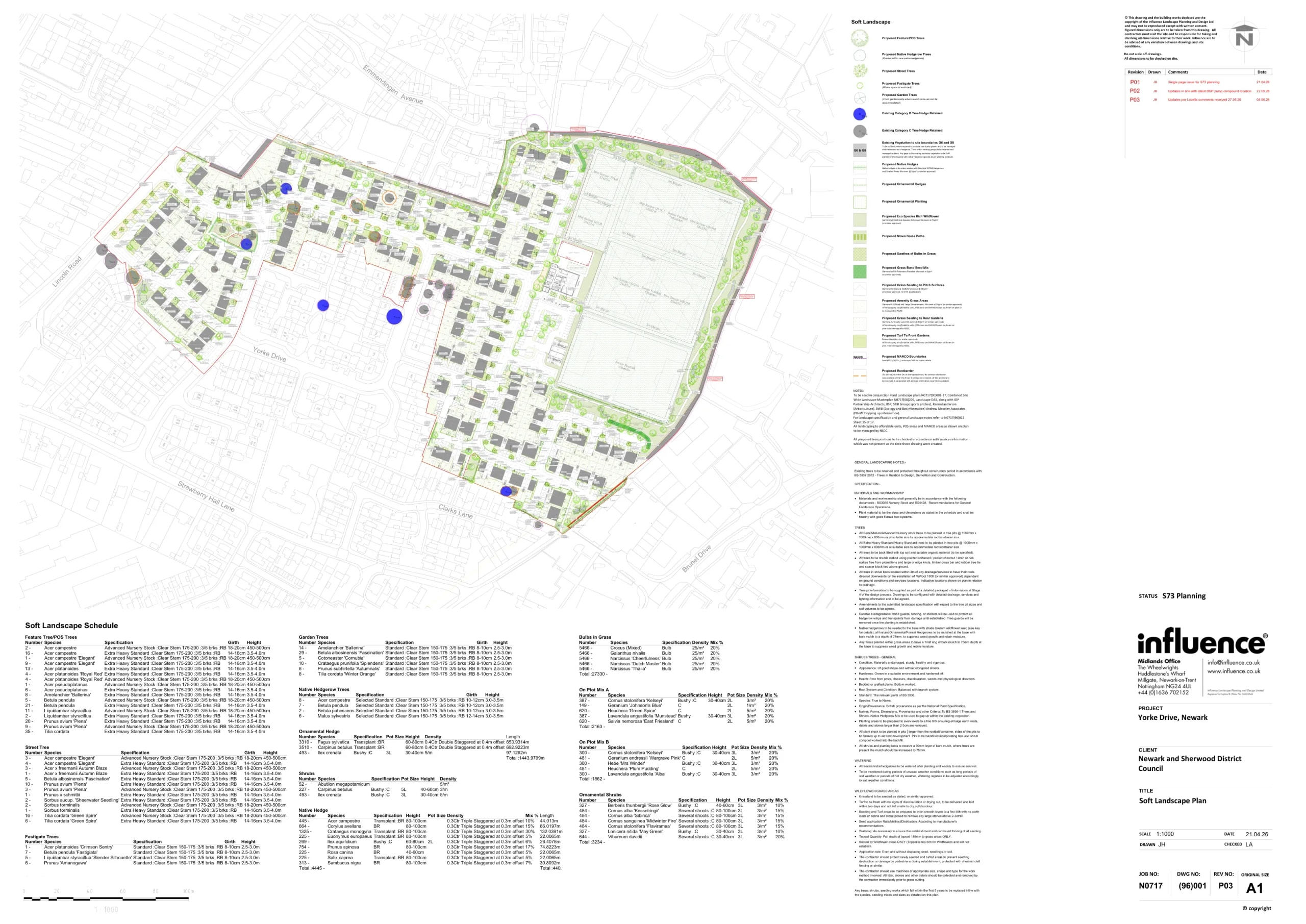 Yorke Drive Regeneration — Soft Landscape Plan (Single Site Plan)
