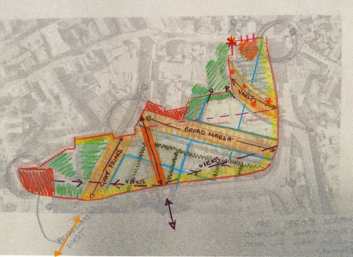 Broadmarsh: The Big Conversation — landscape concept sketch